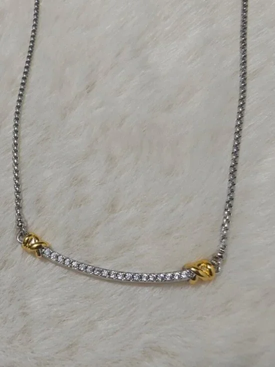 David Yurman Silver and Gold Necklace - Picture 2 of 6